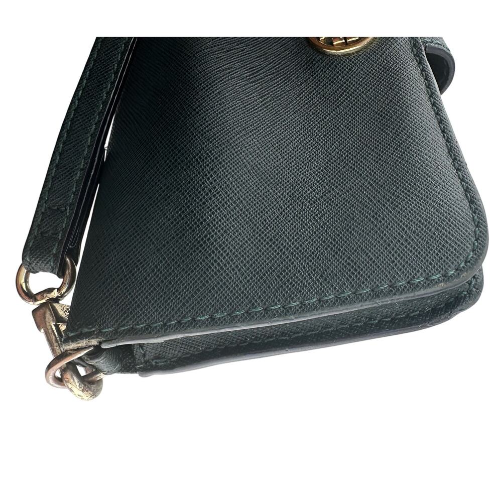 Tory Burch Deep Green Leather Bi-Fold Wallet Wristlet - Picture 13 of 16